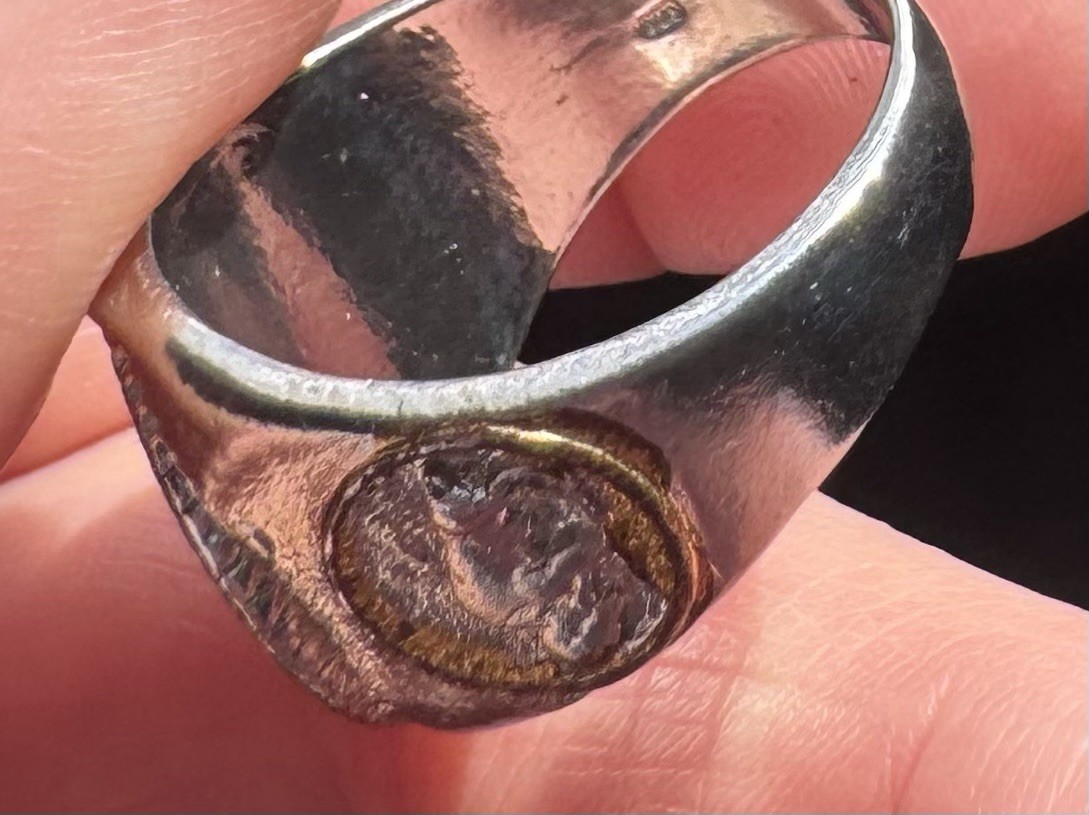 Vintage Sterling Silver Tone Men’s Buffalo Nickel Coin Signet Ring Size 10.5