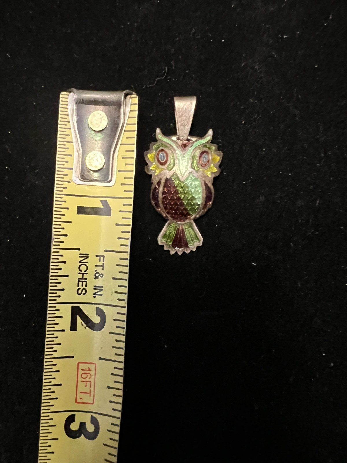 Vintage TAXCO 980 Silver Owl Bird Brooch Pin Mexico Maya Enamel TM-171