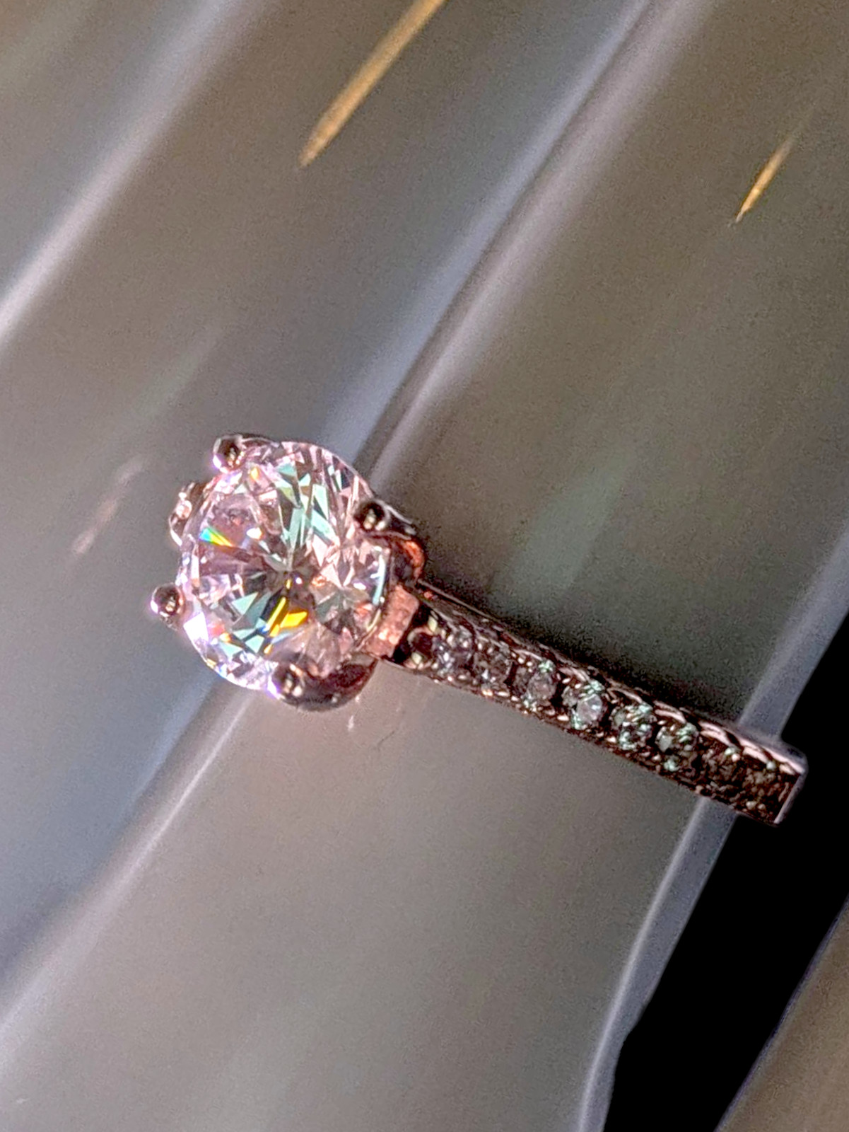 Vintage Round Brilliant Cut Simulated Diamond with Simulated Diamond Accents Ros