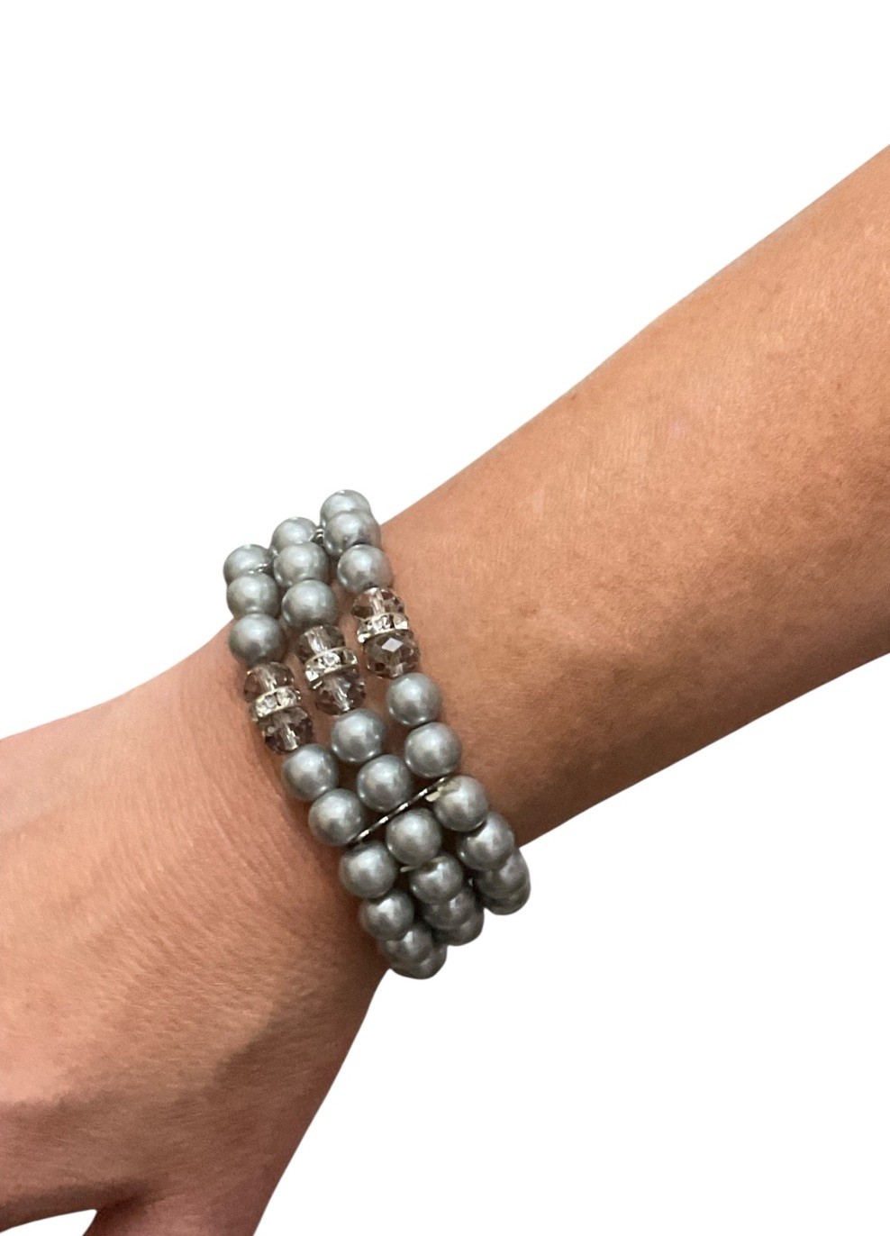 Vtg Gray Stretch Beaded Bracelet NEW