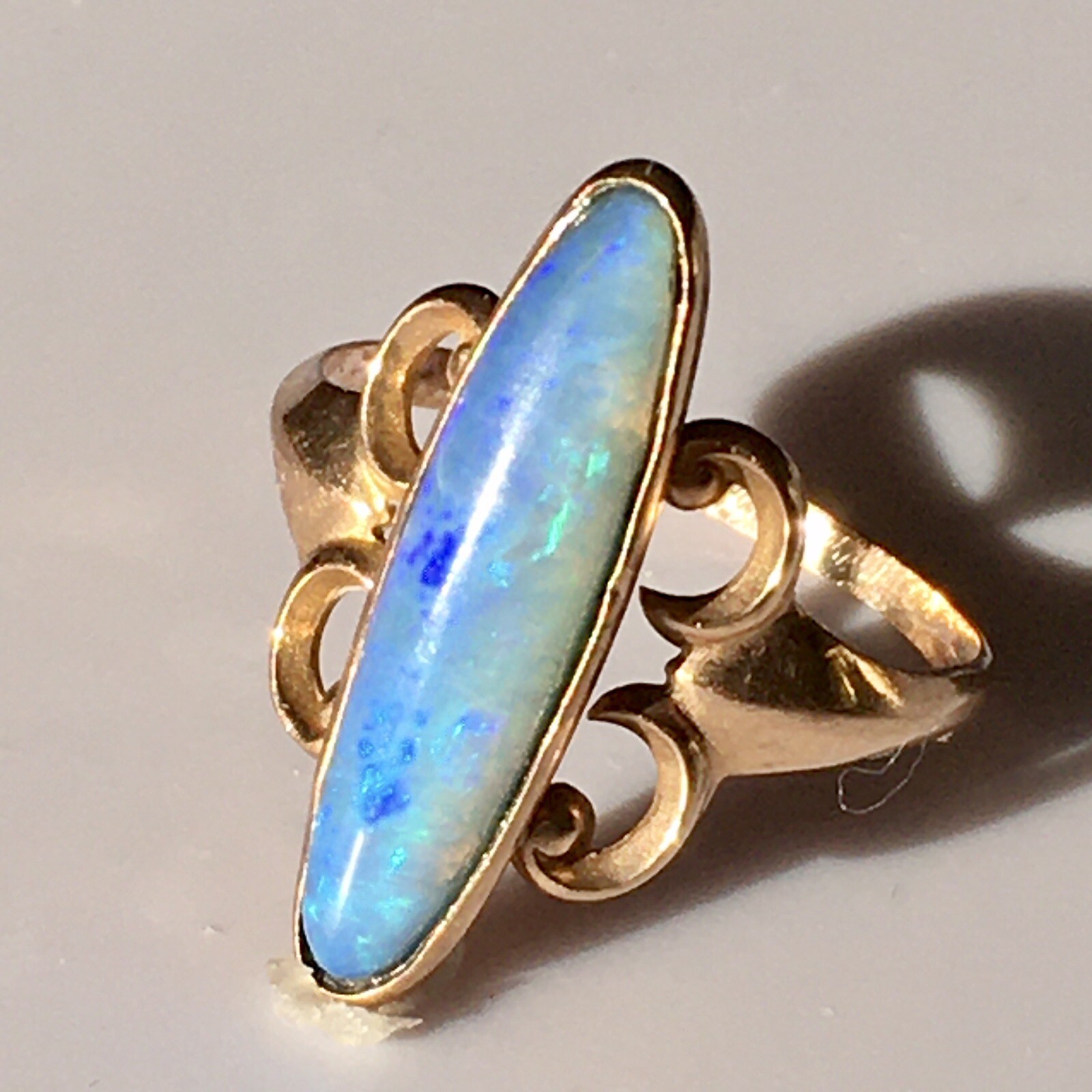 Antique American 10K Gold Victorian 1880s Natural Opal Ring Size 8