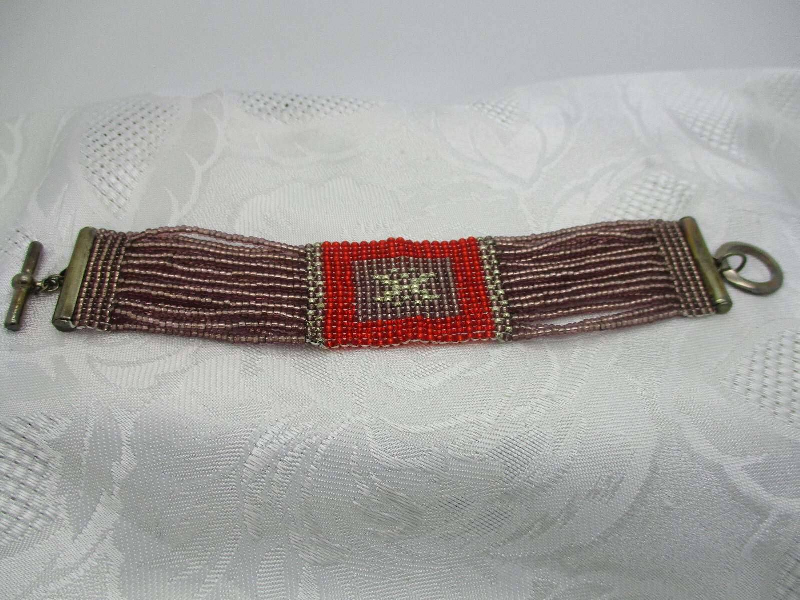 VINTAGE FLAVOURS BY THE FLAVIN SISTERS GLASS SEED BEAD 925 SILVER GEO BRACELET