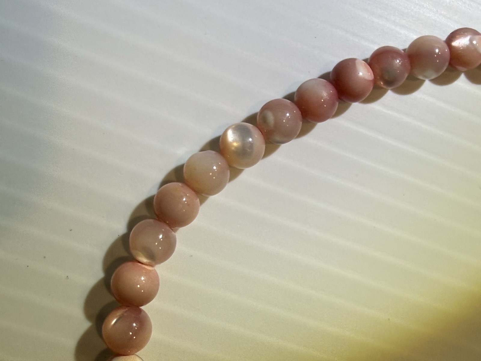 Vintage Pink Agate Bead Necklace Set 2pc Natural Stone 30in & 16.5in
