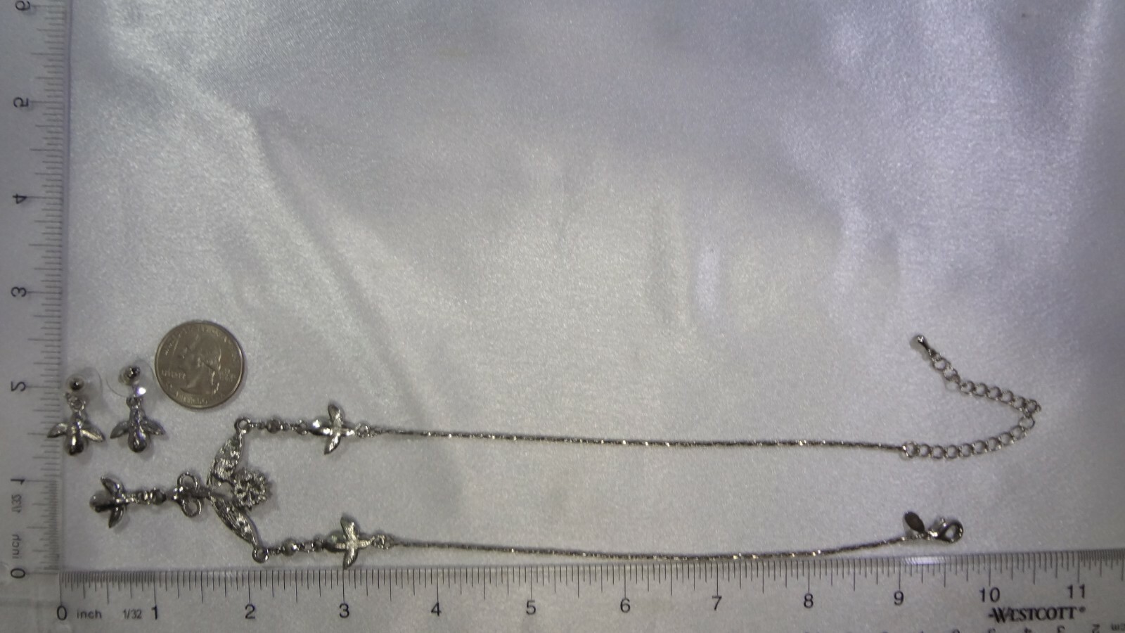 RARE SET! Premier Designs Sparkly Green Rhinestone Angels Necklace & Earrings!