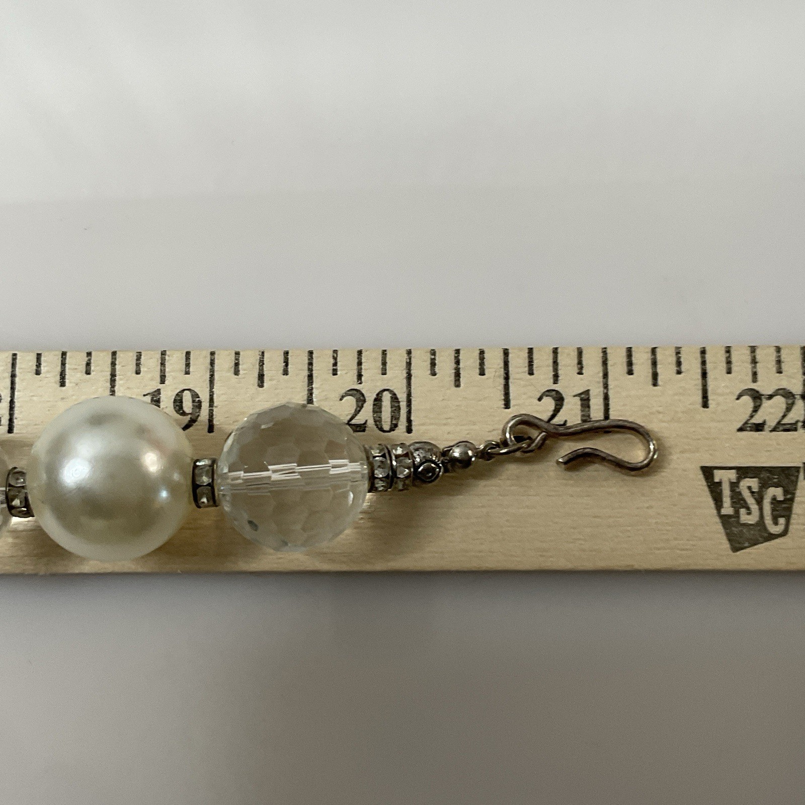Artisan Rock Crystal Quartz Faux Pearl Necklace Handmade Studio Jewelry 20”