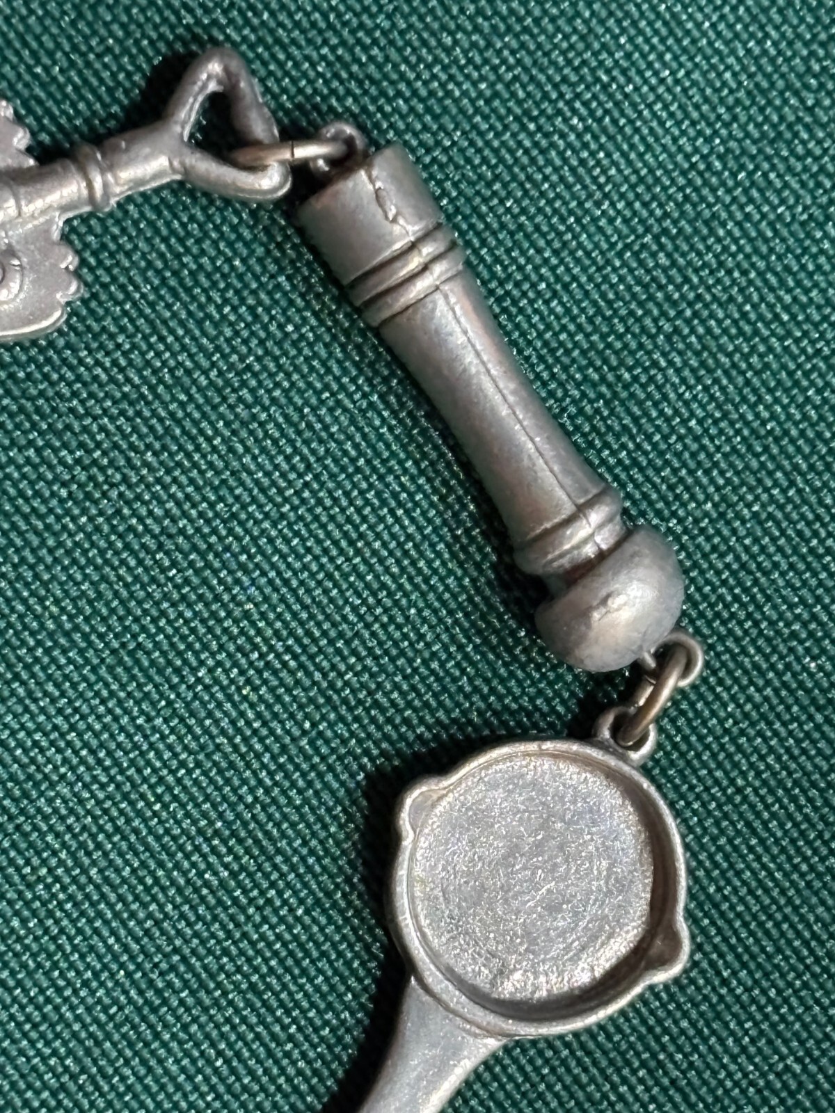 Vintage J. Clift Pewter Bracelet Chef Theme Linked Charms Cook Kitchen 7-1/2in