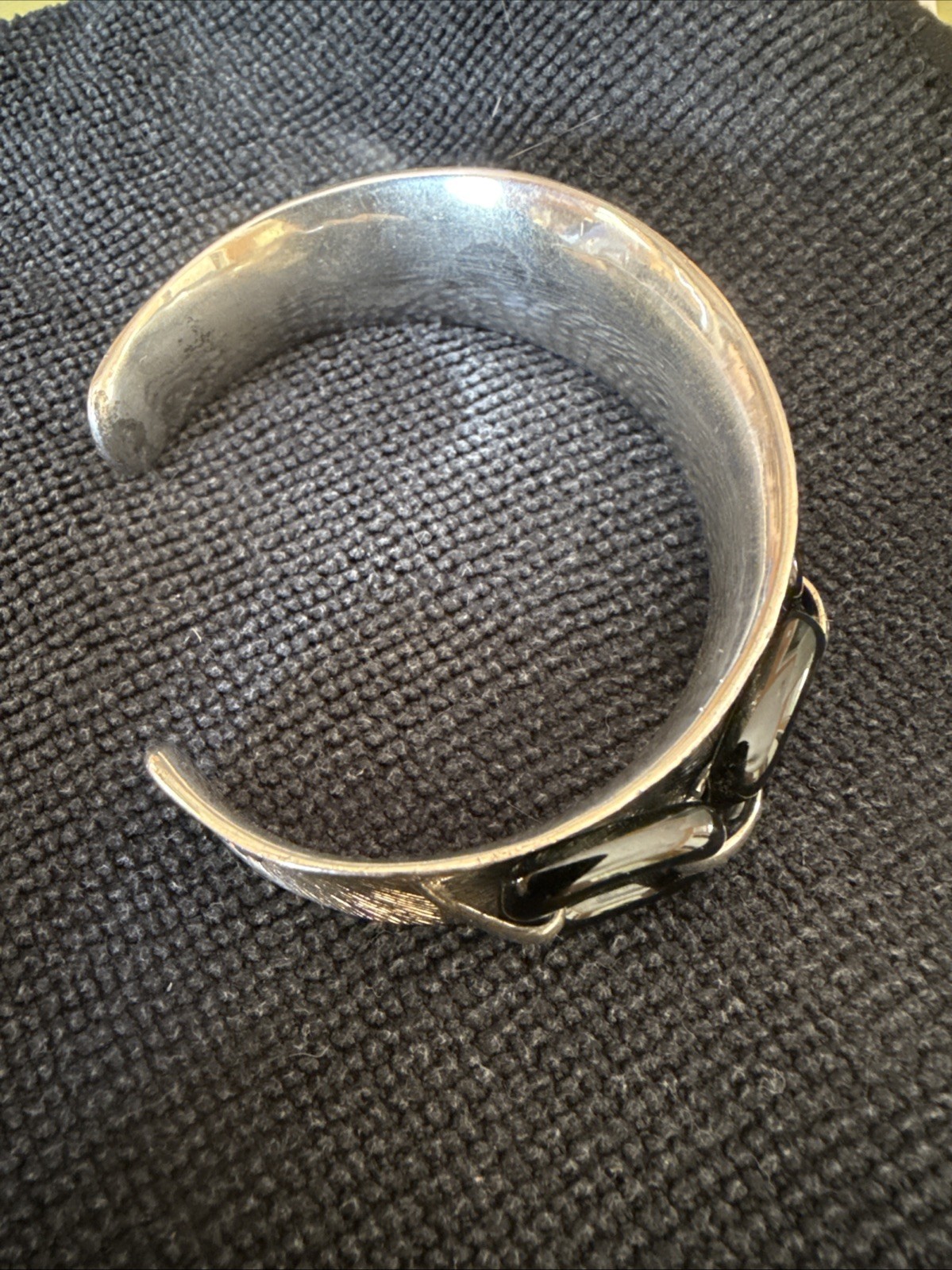 Vintage Sterling Silver Onyx And Diamond Cuff Bracelet