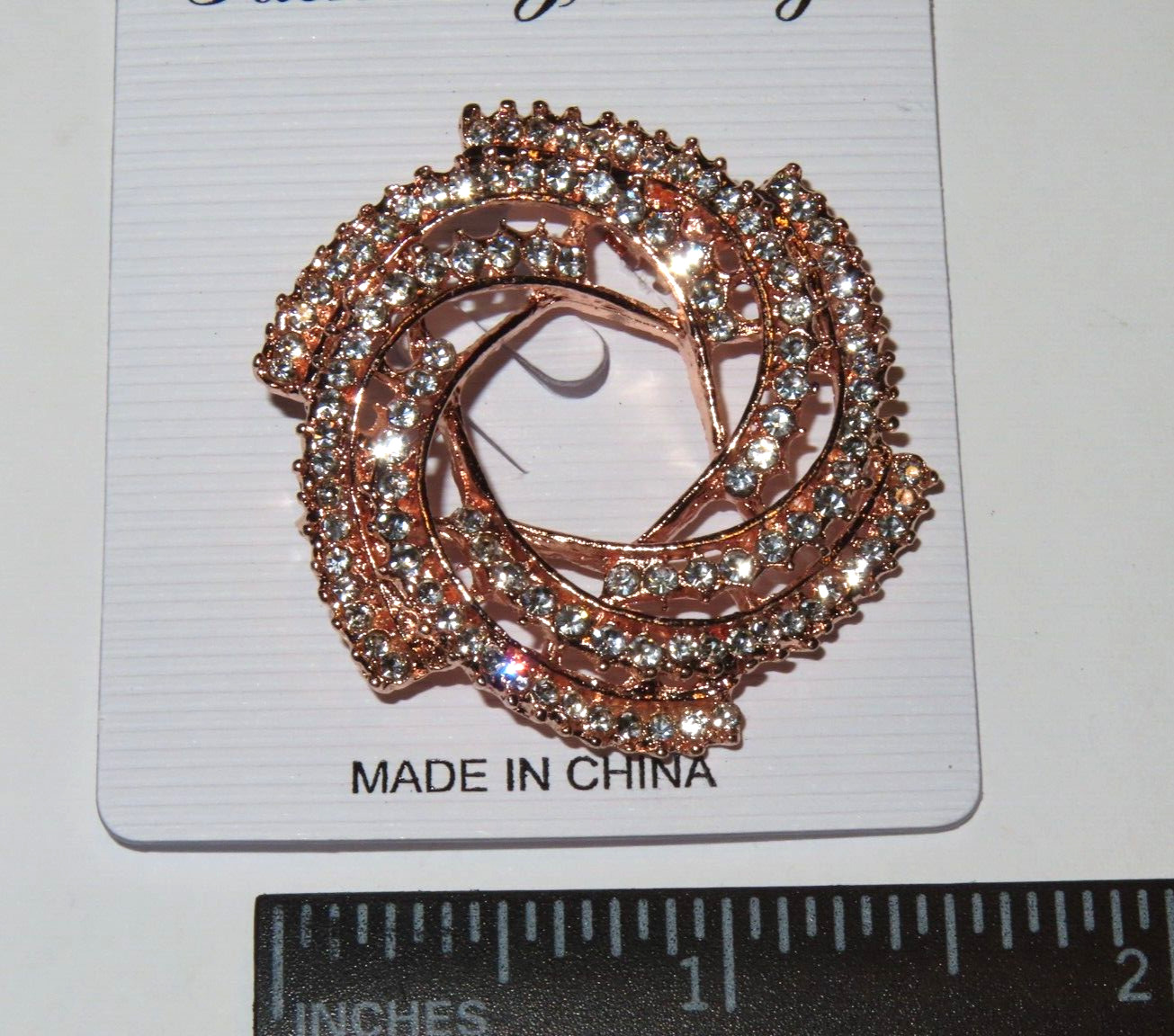 New Betsey Johnson Rhinestone Cluster Round Swirl Brooch/Pendant Goldtone