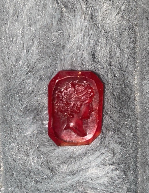 Antique Vtg Unset Loose Red Glass Cameo Intaglio 17mm x 15mm