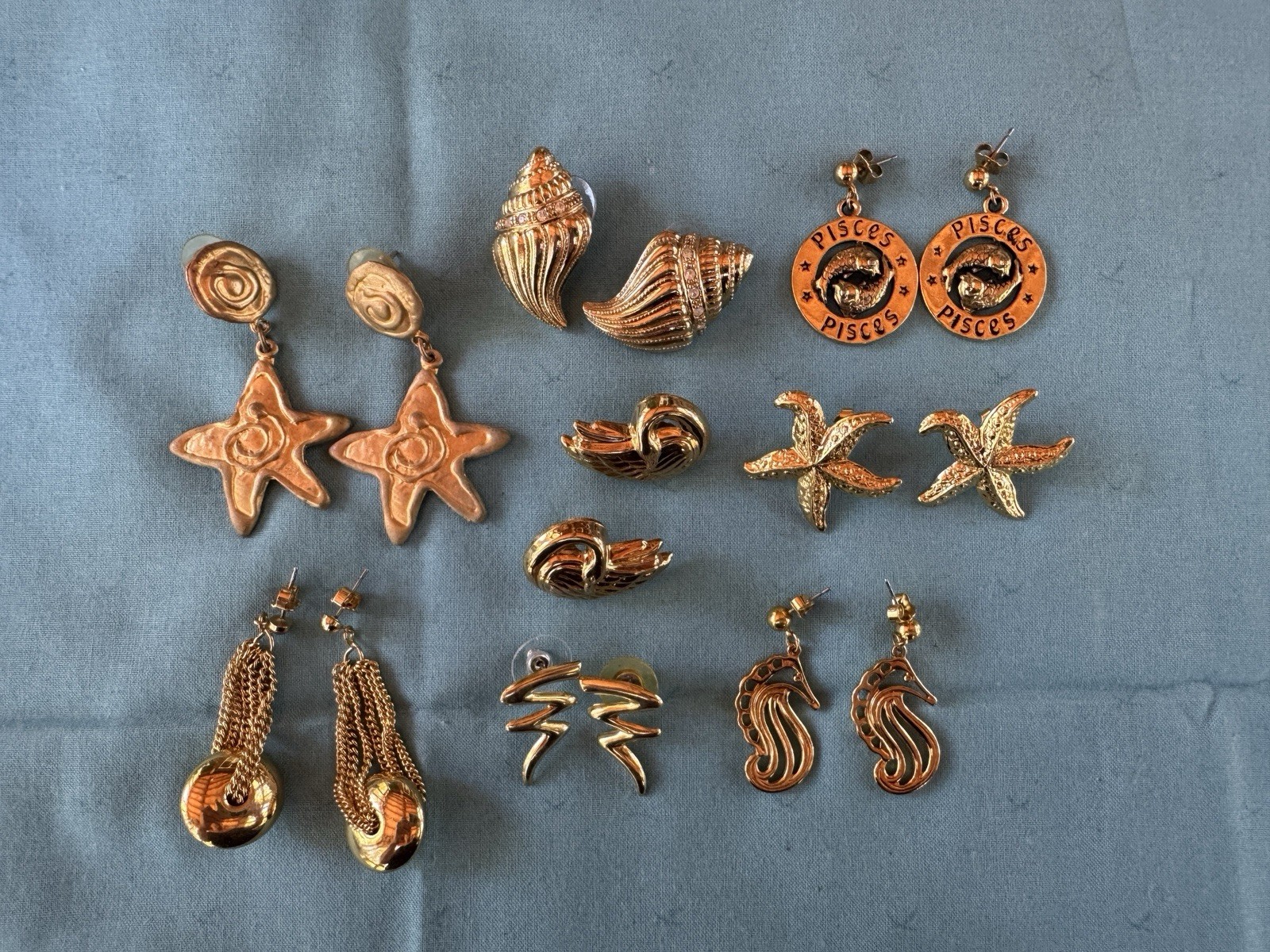 Vintage Earrings Lot, Avon, Gold Tone Earrings, 8 Pairs
