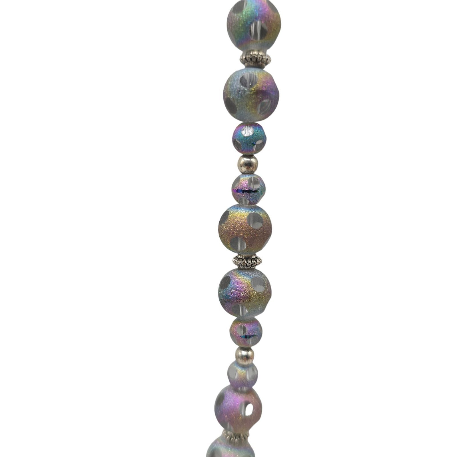 Iridescent Beetle Bead Glass Ball Necklace Toggle Closure Vintage