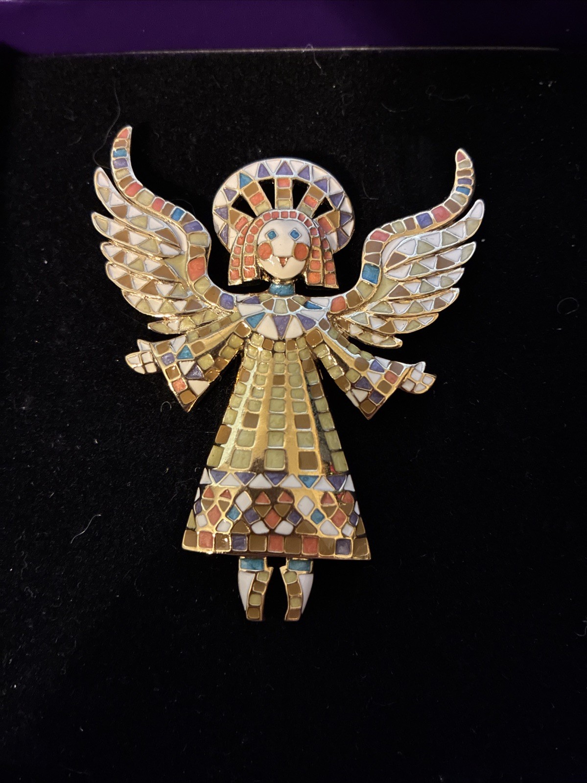 Bob Mackie Guardian Angel Mosaic Enamel Large 3″ Brooch/Pin New NIB