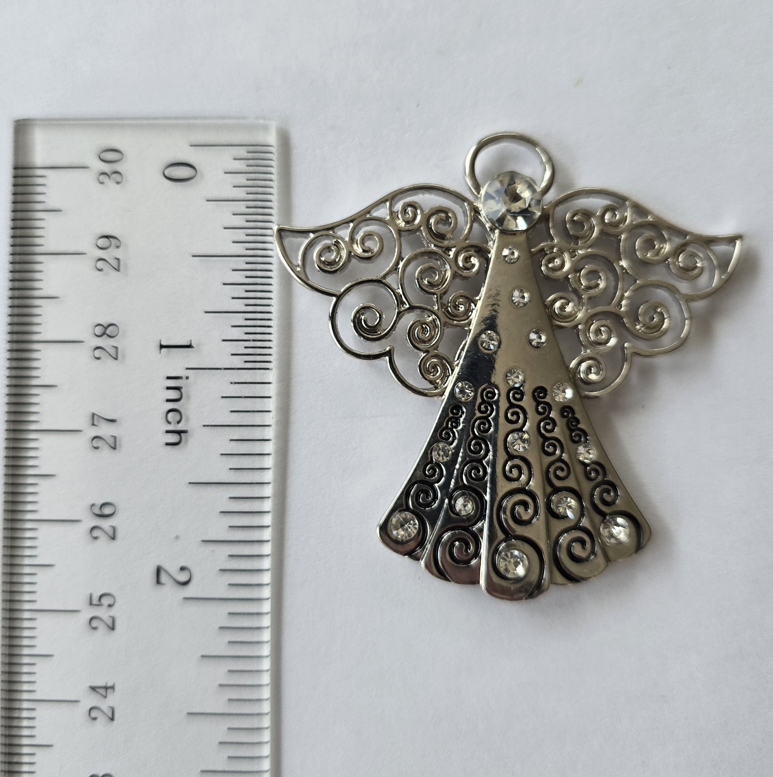 Silver Angel MAGNETIC Brooch. Angel jewelry. Christmas pin. Remembrance gift.