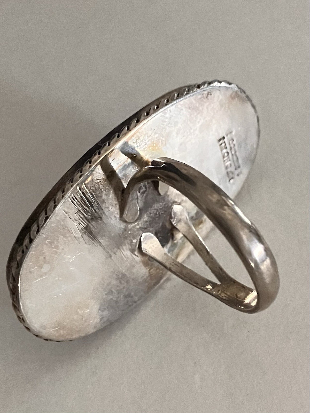 Vtg Ring Sz 6.5 Abalone Shell Inlaid Silver Marijuana Leaf Pot Cannabis Paua MOP