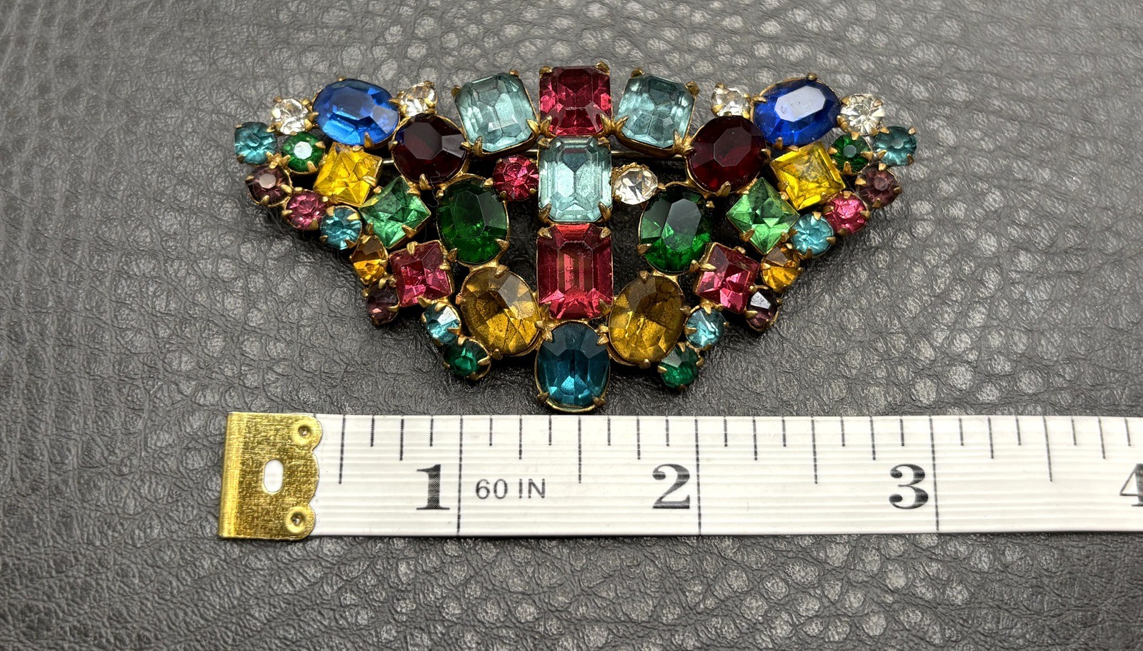 VTG Large Fruit Salad Multicolor Austrian Crystal Glass Rhinestone Brooch Pin