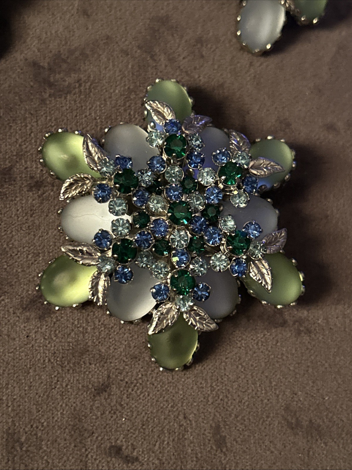 Vintage Rhinestone Brooch And Earrings