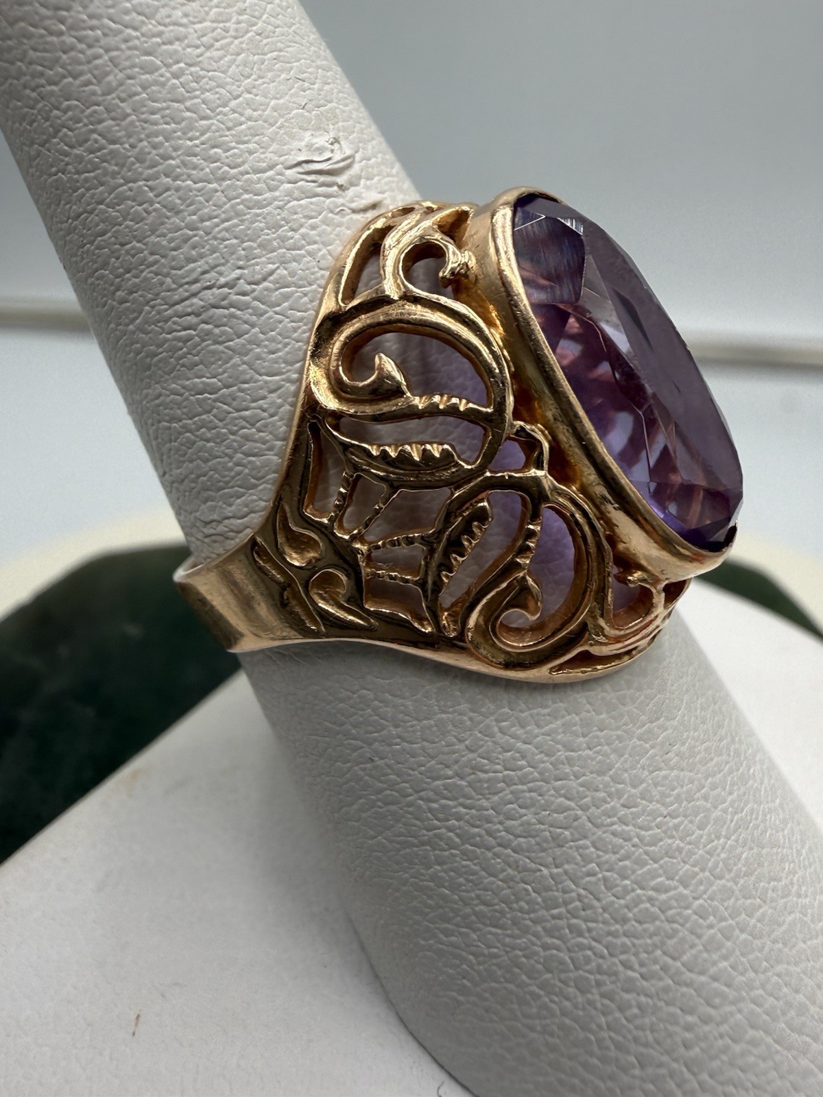 Vintage Soviet Solid Rose Gold Ring 14 K 583 Size 7.75