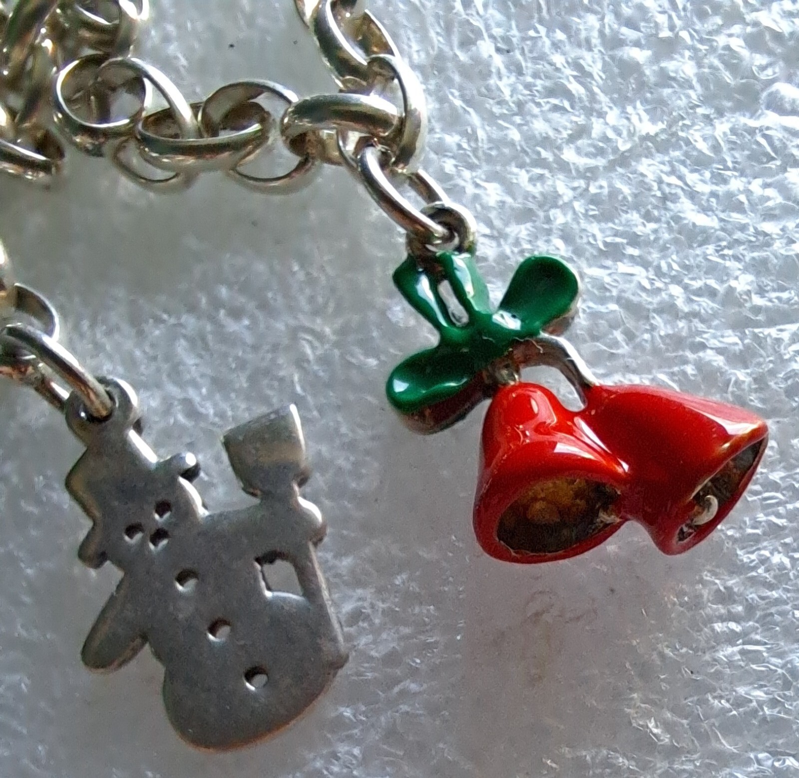 Vint Sterling Silver Starter Charm Bracelet With 2 Christmas Charms 7″ Inches