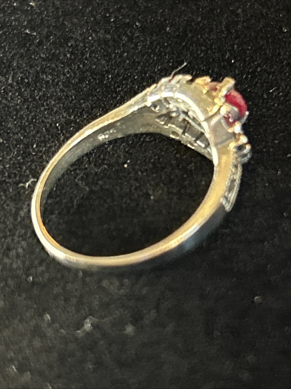 Vintage 925 Sterling Silver Ruby Sapphire Jade Marcasite Ring Size 7.5