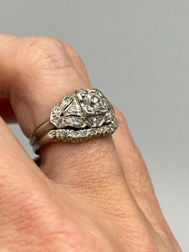3Ct Art Deco Style Lab Created Diamond Engagement 14K White Gold Finish Ring