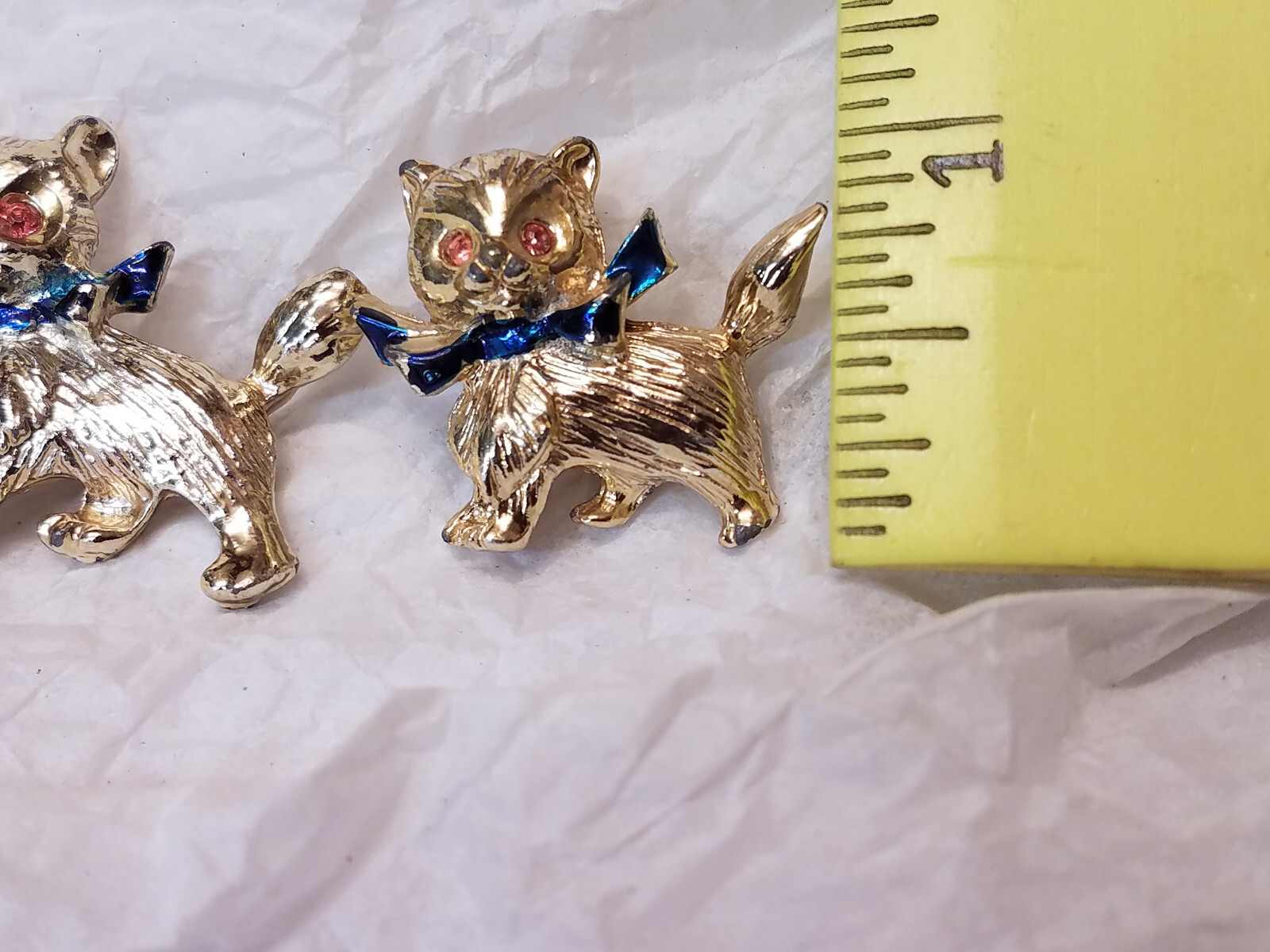 Lot of 2 Miniature Vintage Cats Christmas Brooch about 1 inch each