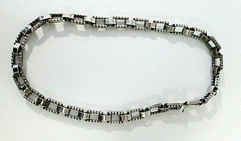 Early Vintage Signed Stamped Los Castillo 387 Sterling Silver Necklace Chain 55g