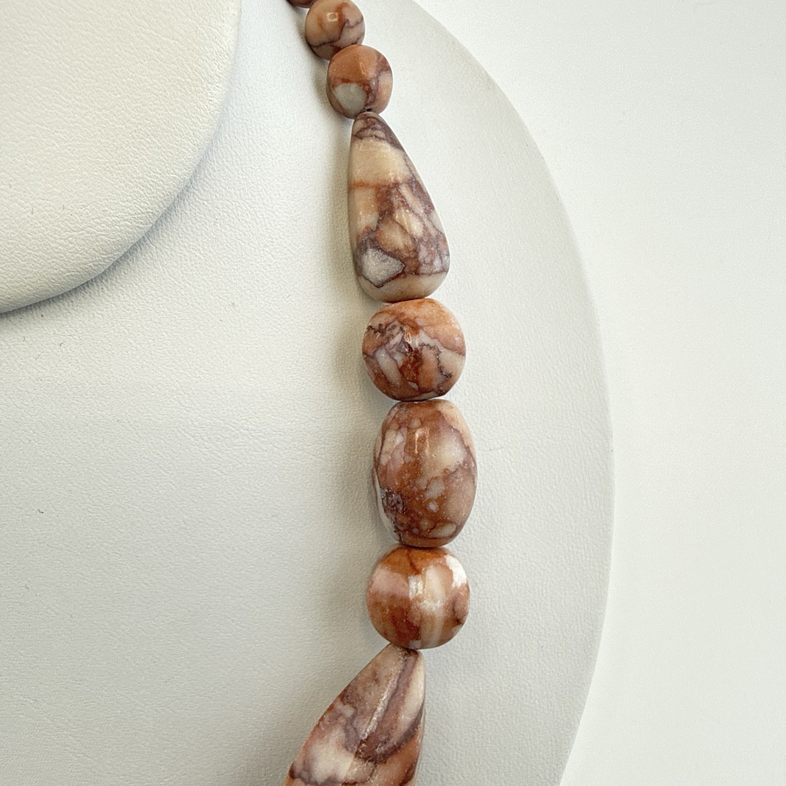 Jay King Necklace Jasper Pink Mauve Picasso Stone Beaded Sterling Silver 925 HSN