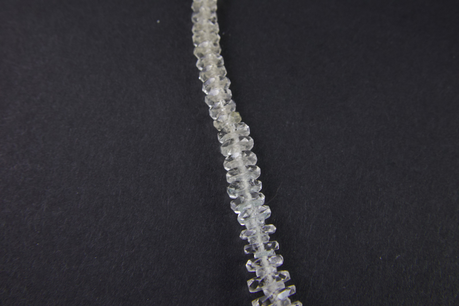 Vtg Art Deco Faceted Rock Crystal Glass Graduated Rondelle Disc Bead Necklace