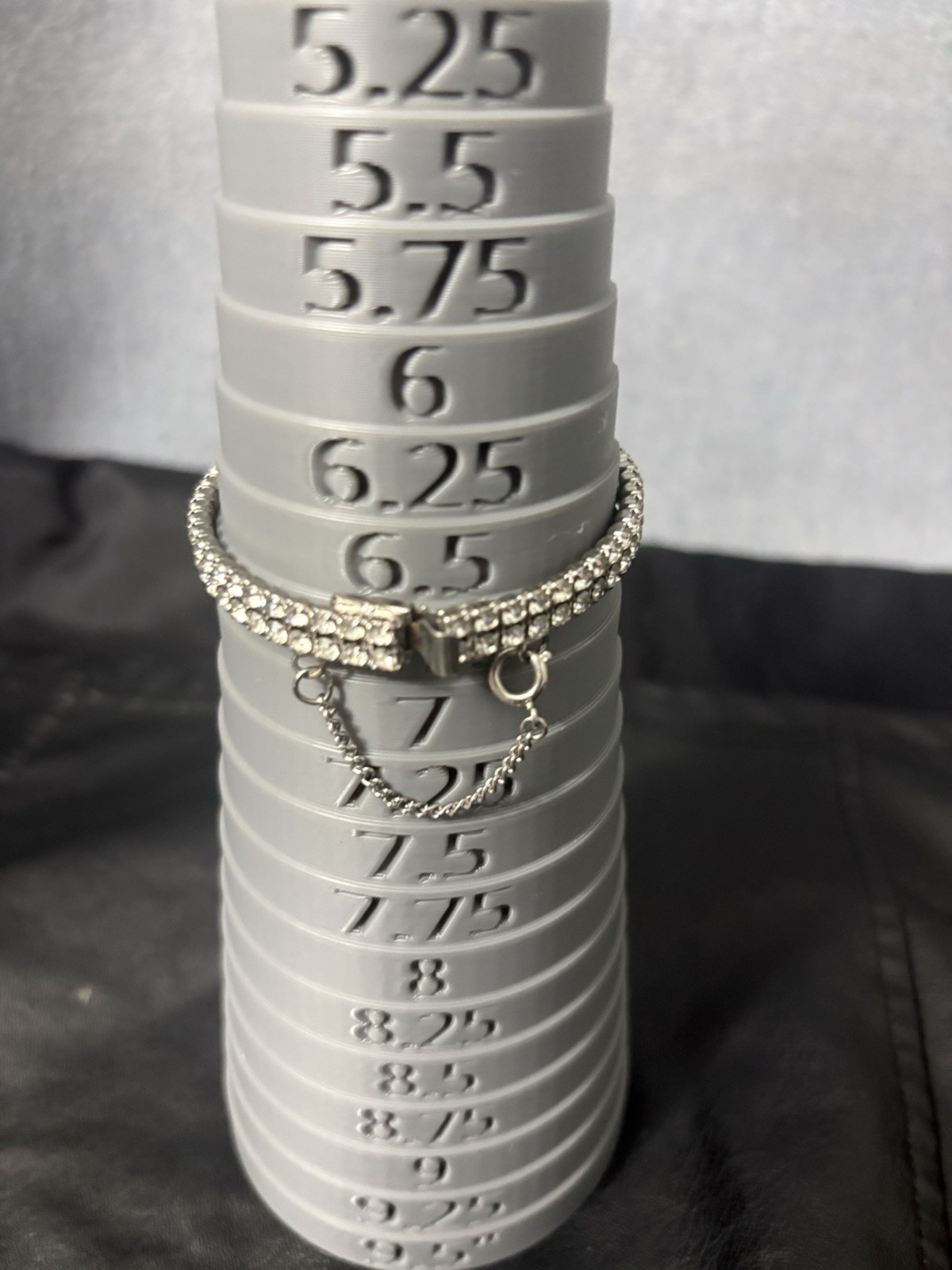 Vintage Bracelet Set Mesh ID Bucket Rhinestone Silver Tone Safety Clasp