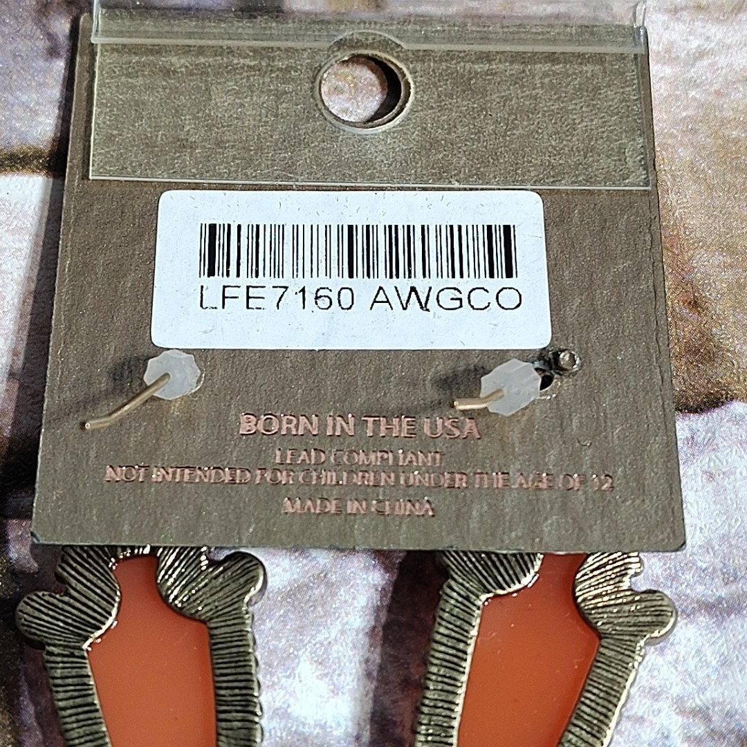 Vintage Dangle Earrings Orange Statement Boho Modernist Funky By Kim Min Sun