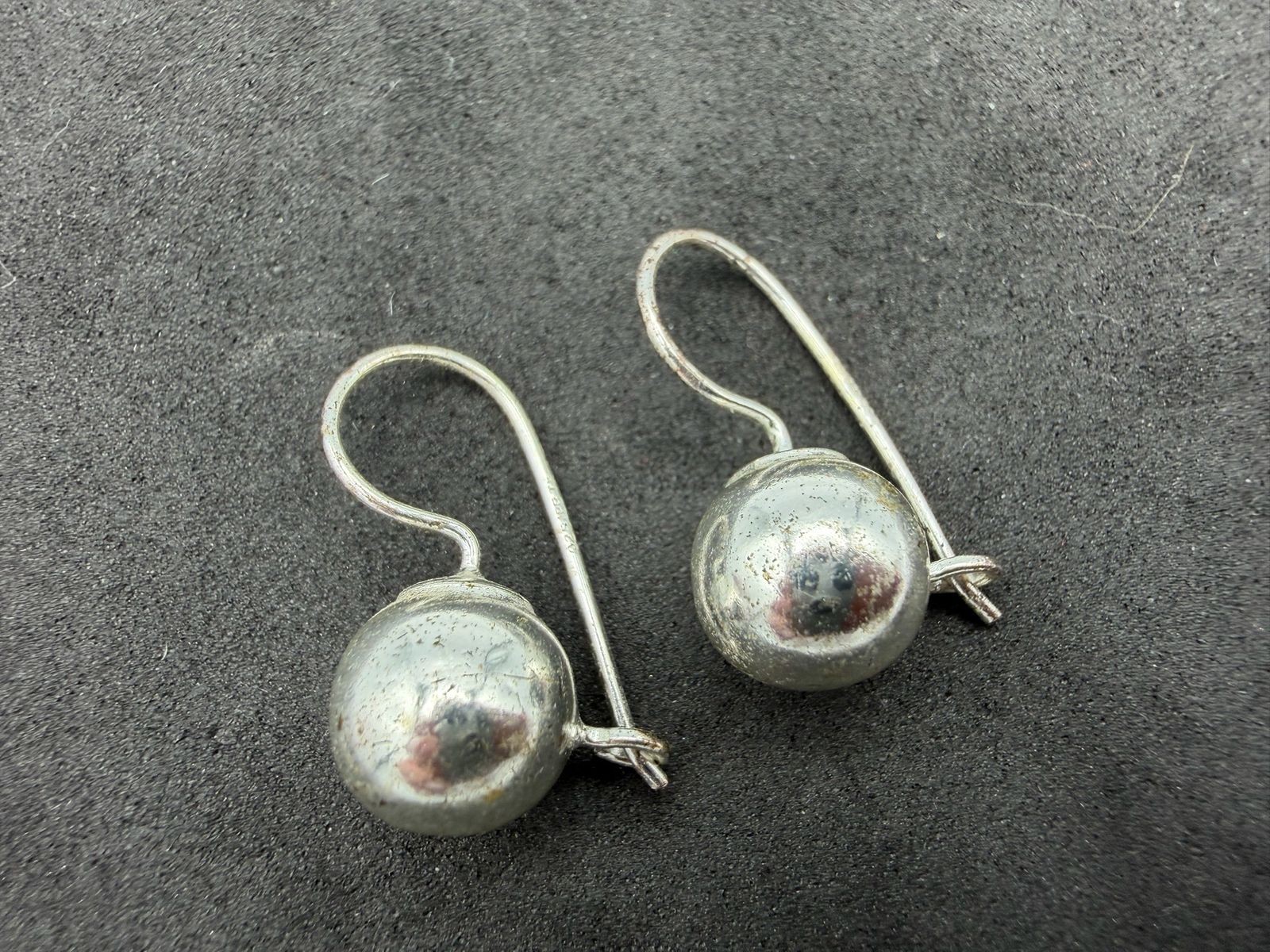 2.16g Vintage Sterling Silver 925 Rounded Drop Dangle Earrings Classic M