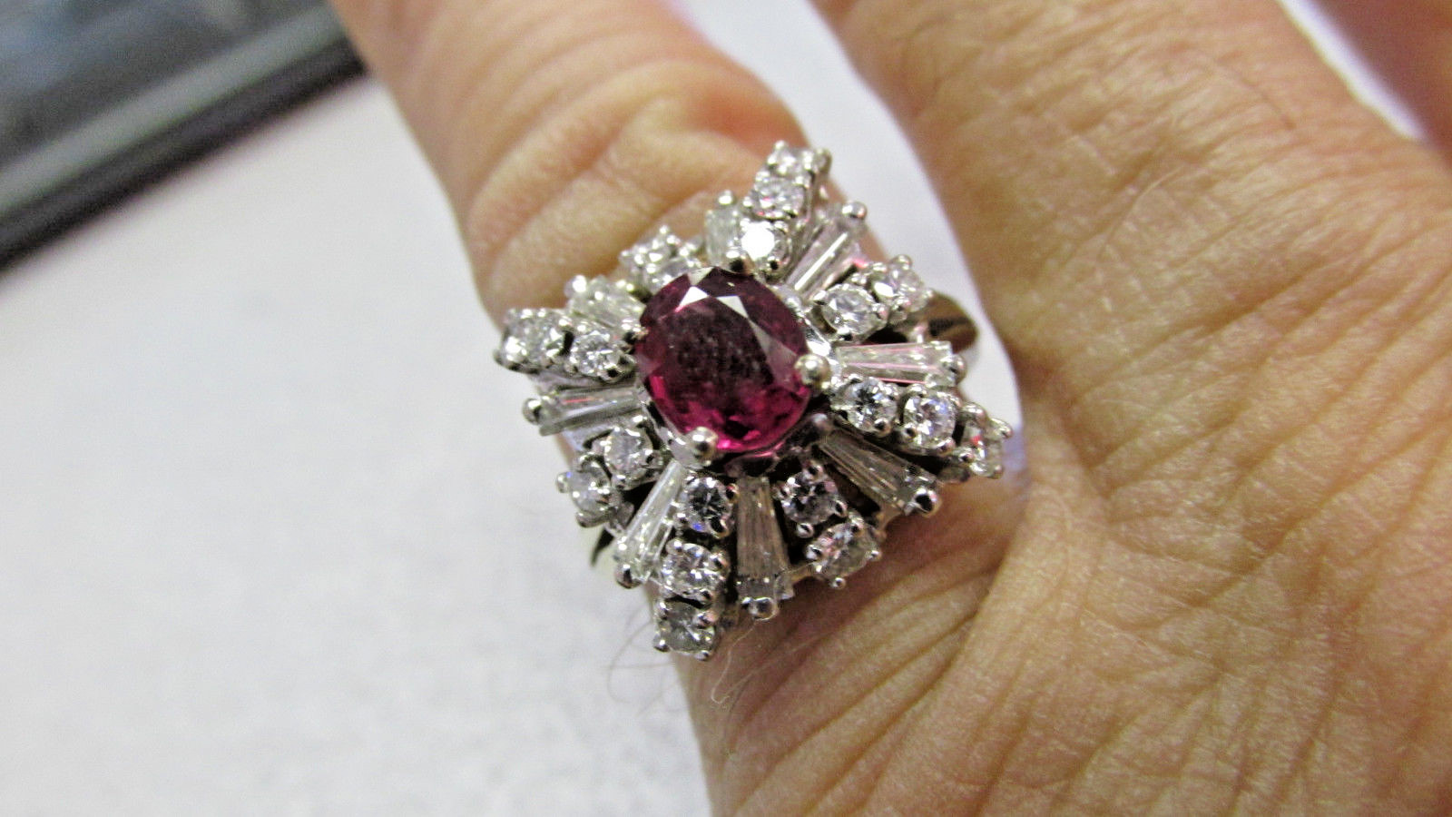 Estate Deep Red Natural Blood Ruby & Diamond Ring G-VVs1- size 7 Make Offer