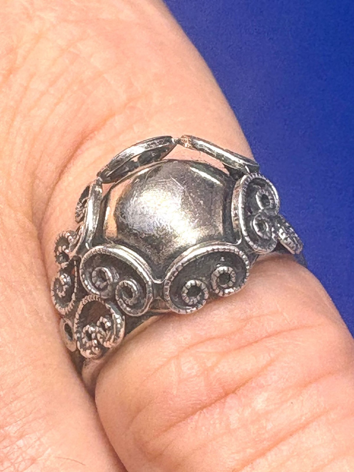 (06) Modernist 1950s Vintage 925 Sterling Silver Ring Adjustable – 3.75 g