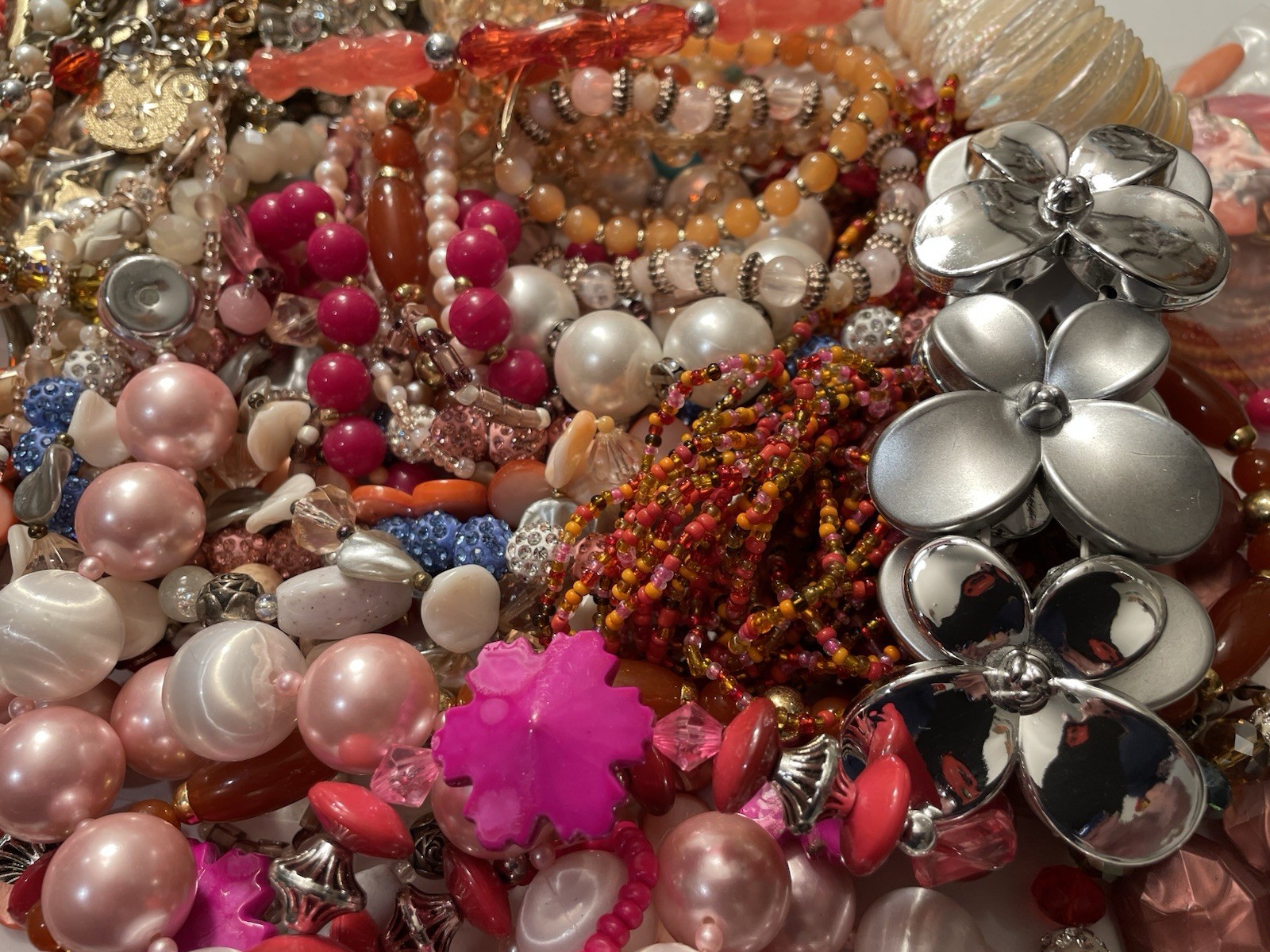 4Lb Mixed Mystery Jewelry Lot Vintage Mod Boho Beaded Necklaces Bracelets
