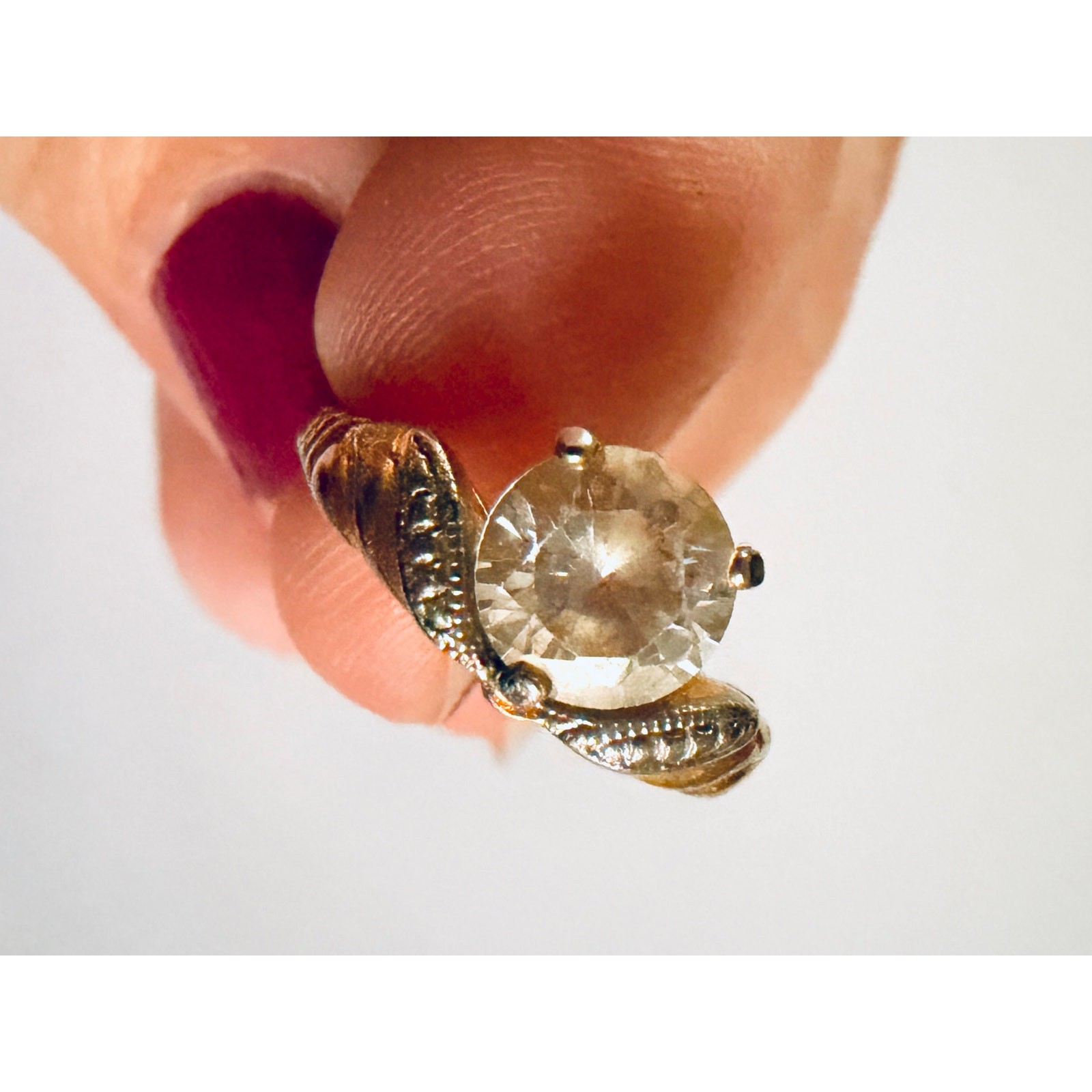 Signed LIND 14K HGE Heavy Gold Electroplate Vintage CZ Engagement Style Ring