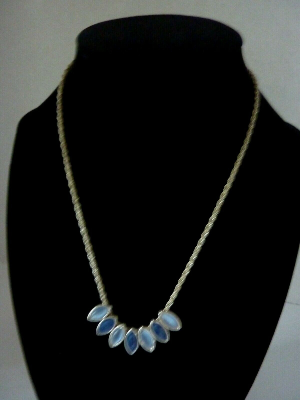 Vintage Colorful Acrylic Stone Bead Silver Tone Necklace