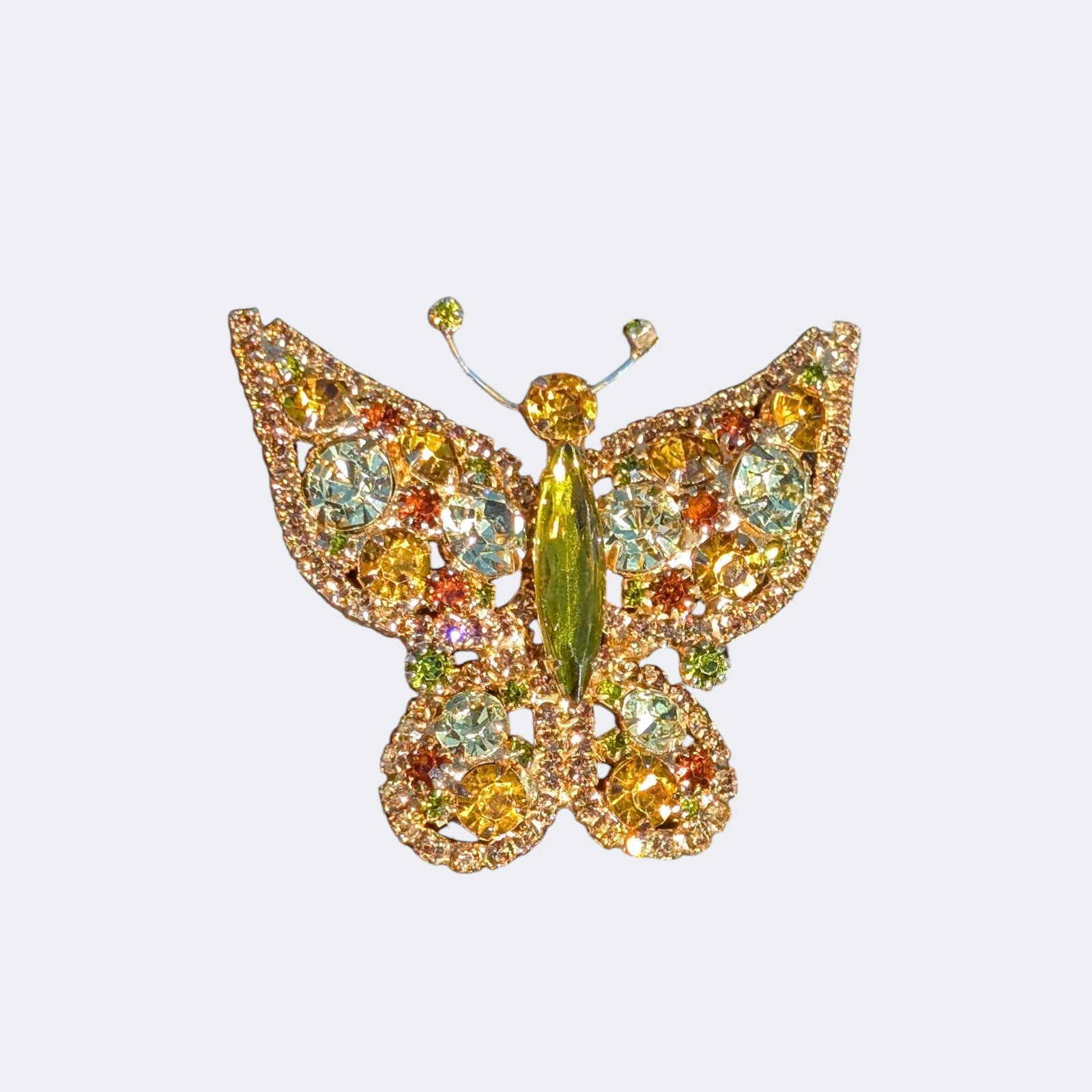 Juliana Delizza & Elster D&E Rhinestone Butterfly Brooch Pin Book Piece Autumn
