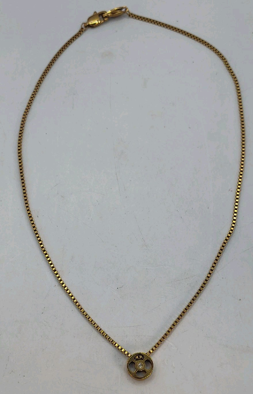 Vintage Signed Henri Bendel Rose Gold Colored Pendant Necklace 16″