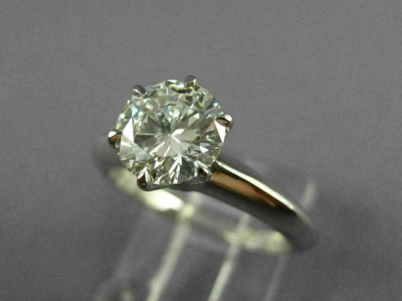 LARGE TIFFANY & CO GIA 1.52CT DIAMOND PLATINUM GOLD ENGAGEMENT RING E VS2 #26497