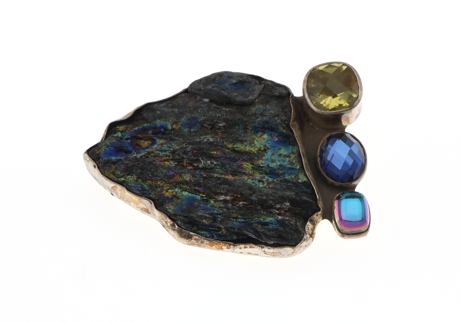 Amy Kahn Russell Sterling Silver Multi Stone Pendant/Pin 2.5″