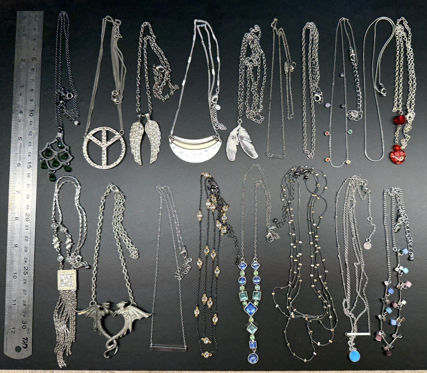 18 pieces Vintage Now Silver Tone Pendants Necklaces Lot Jewelry AVON LIA SOPHIA