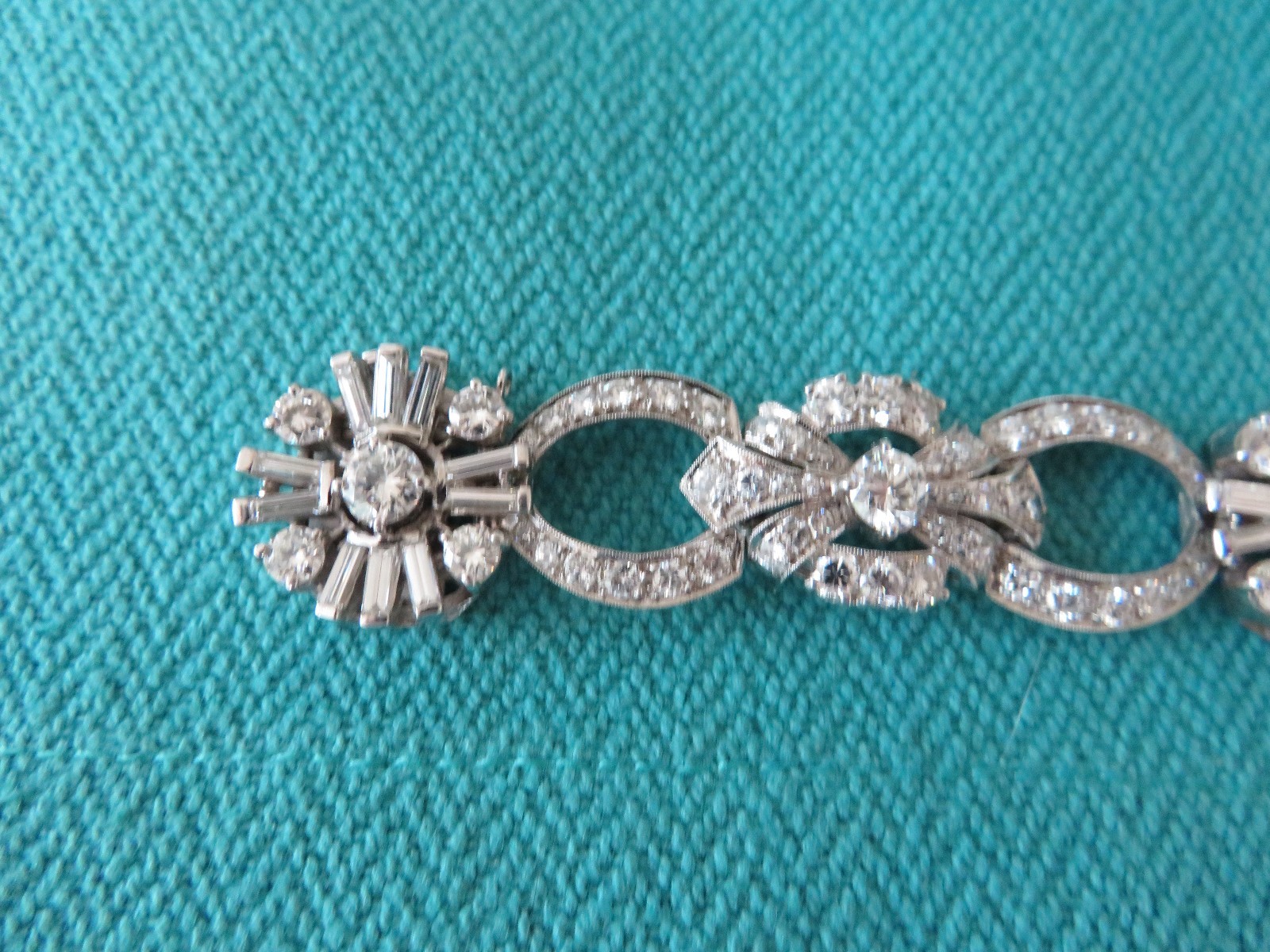 ART DECO PLATINUM 14.00 CT VVS2-VS1 F DIAMOND BRACELET 7″ 17 MM WIDE AMAZING