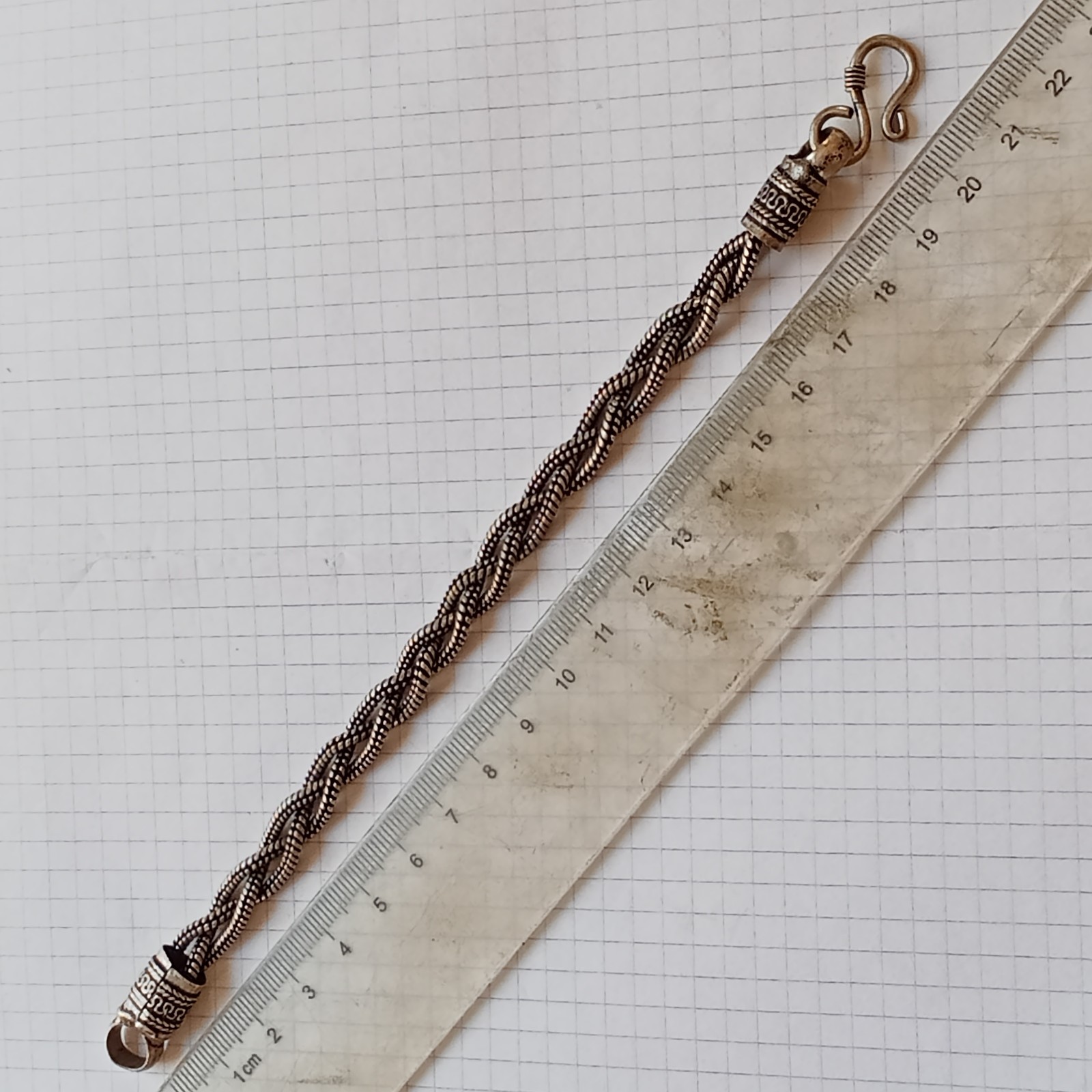Vintage Silver tone Wheat Byzantine Chain Bracelet w/ Hook Clasp