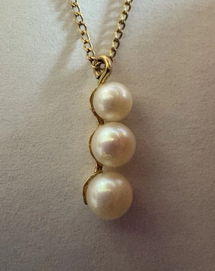 Antique Kids Girls Cultra 1950s Genuine Pearl Gold Filled Necklace 14.5”