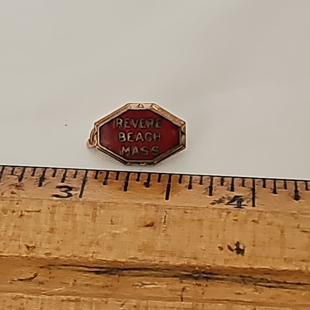 Vintage Enamel Red REVERE BEACH Massachusetts Tiny Souvenir Pin