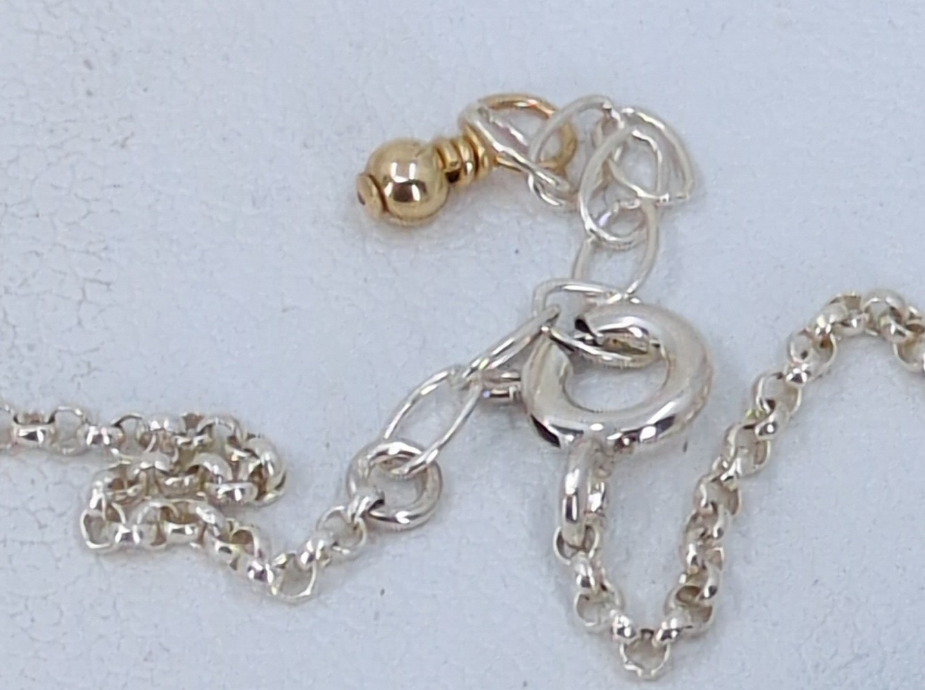 Sterling Silver Mixed Metal Jewelry Set Necklace 18″ Bracelet Earrings Tri-tone