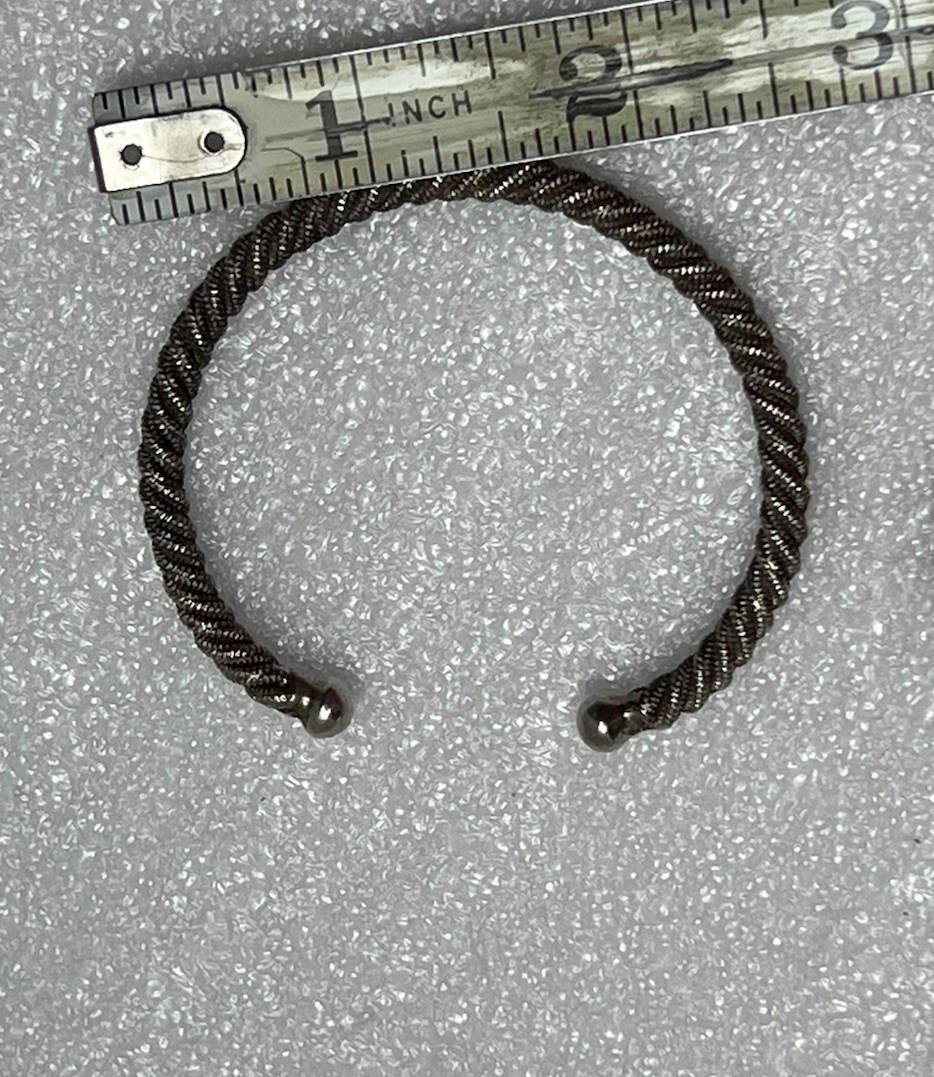 Vintage Twisted Rope Sterling Silver Cuff 2.25” Small