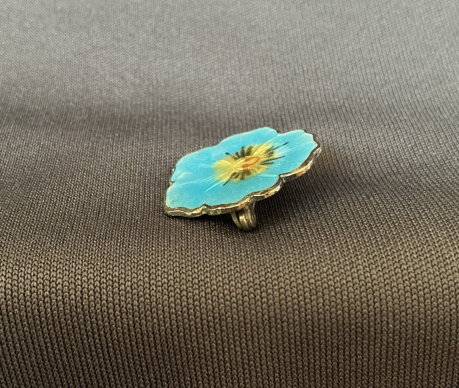 Vintage Ivar T Holth Norway Sterling Silver Blue Guilloche Enamel Pansy Pin
