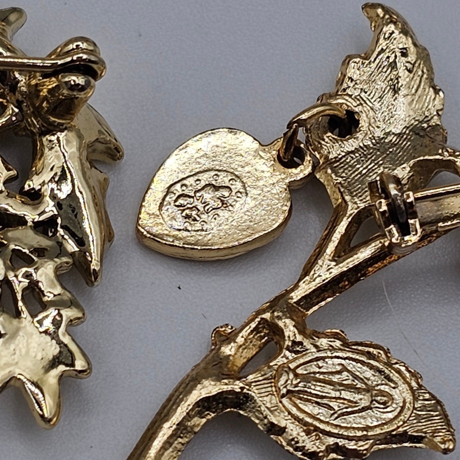 Vtg Gold Tone Brooch Lot Rhinestone Butterfly Floral Some Signed Avon Monet 20pc