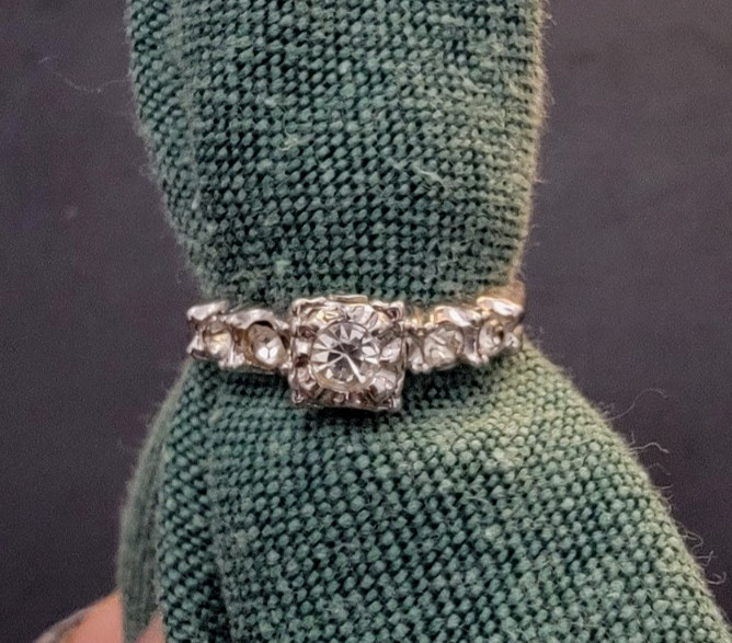Vintage 18K HGE High Gold Electroplated Engagement Ring Size 6 3/4